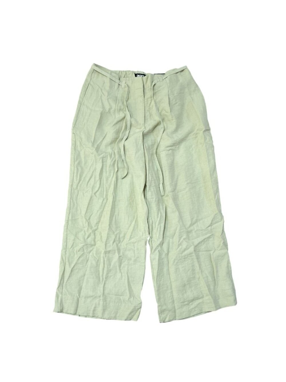 NWT  DKNY Women's 14 Beige Linen Blend Wide Leg Paper Bag Pants